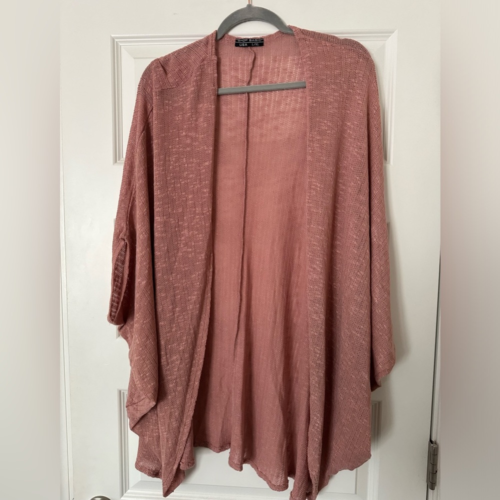 Vintage Havana Dusty Rose Open-Front Draped Cardigan